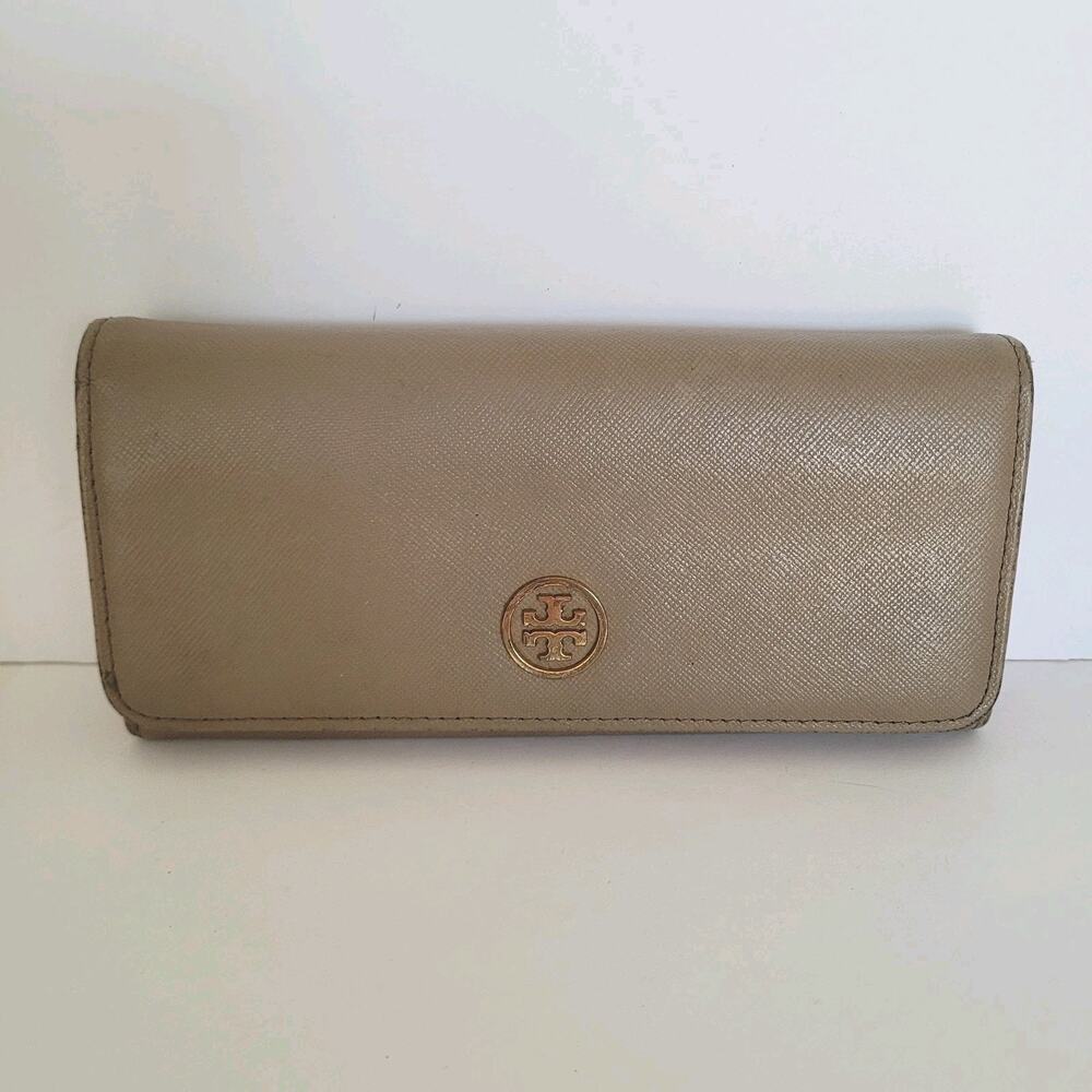 Tory Burch Robinson Wallet‎ Clay Equestrian Orange Leather Envelope Continental